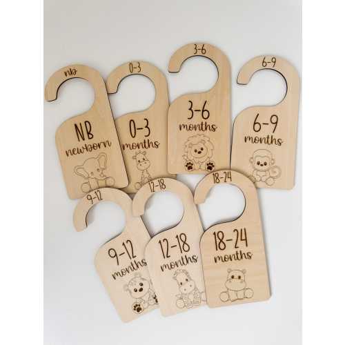 Zoo Animal Safari Wooden Baby Closet Dividers, Handcrafted, Nursery Closet Organization