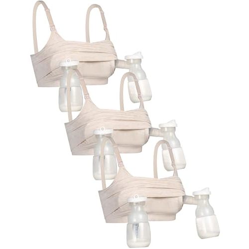 GXXGE 3Pack Hands Free Pumping Bra, Adjustable Pumping & Nursing Bra with EasyClip for All Breast Pumps Cotton Sleep Bra