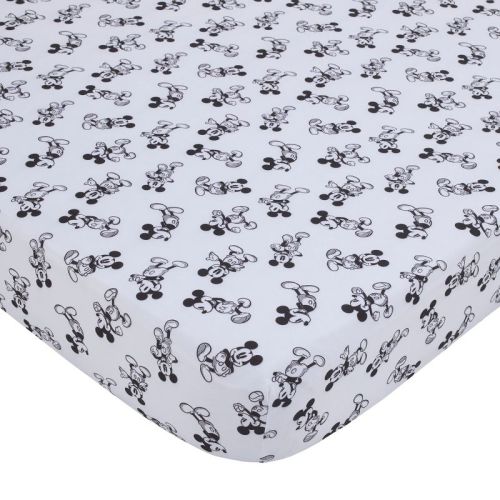 NoJo Disney Mickey Mouse - Timeless Mickey White and Black Fitted Crib Sheet