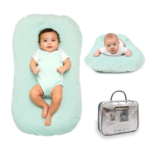 Baby Lounger - Snuggle Cozy Me Infant Lounger for Newborn 0-12 Months, Flannel Cover，Portable Breathable & Soft Baby Nest Lounger for Home and Travel - Moss