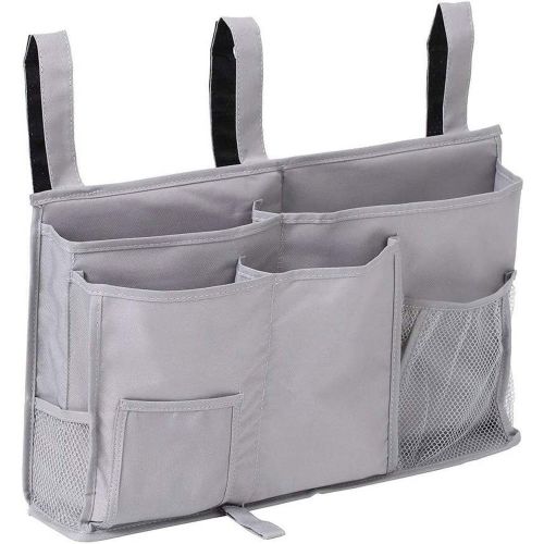 Bunk Bed Organizer, Bedside Storage Caddy Bed Storage Pocket Bedside Organizer Hanging Bunk Organizer for Camp Dorm Room Hospital Bed Rail and More (Gray)