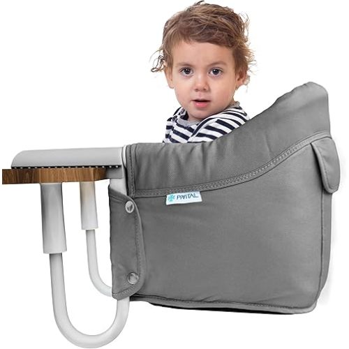 Portable Hook on High Chair for Baby & Travel Toddler from 6-36 Months – Clip on Baby Seat for Table – Fast Table Chair for Travel & Dining– Including Storage Bag - Grey