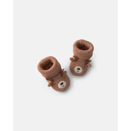 Baby Christmas Reindeer Booties - Brown | Carter's