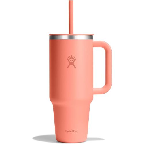 Hydro Flask Travel Tumbler with Handle, Lid and Straw - Insulated Stainless Steel in 40 Oz Sunglow