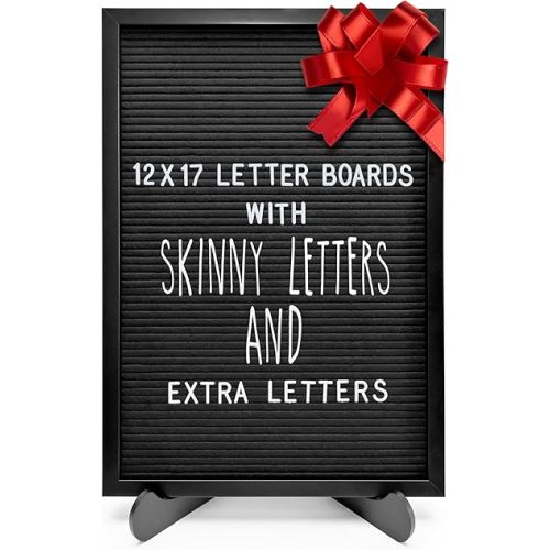 Letter Board Sign Skinny Felt Board with Pre Cut Letters 12x17 Inch, Baby Announcement Sign, Black Changeable Message Board