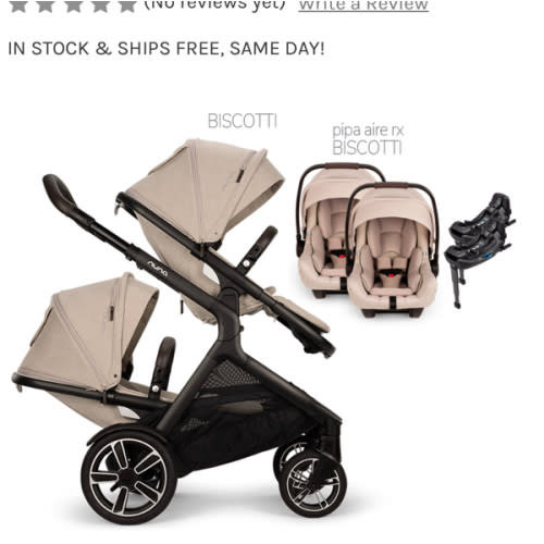 Nuna® DEMI™ Next TWIN Stroller + 2 PIPA Aire / PIPA RX / PIPA Aire RX Car Seats
