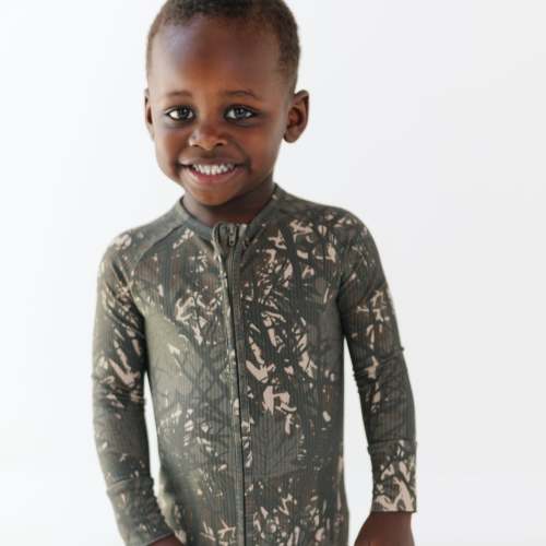 Woodland Camo Small Ribbed Zip Romper