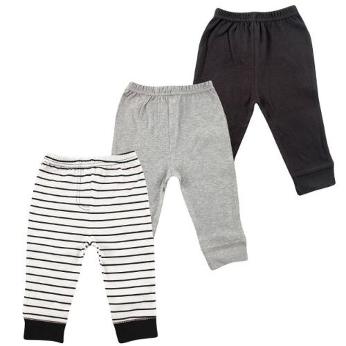 Luvable Friends Basics Infant Baby Everyday Cotton Pants 3-Pack, Midnight Adventure Stripes, 0-3 Months