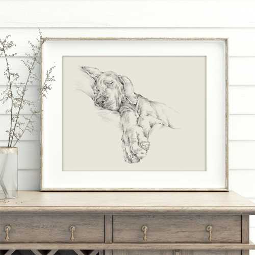 Great Dane Art Print Dog Wall Decor Dorm - Great Dane Artwork Sketch Paintings For Bedroom or College Apartment Decor - Dog Pencil Drawing