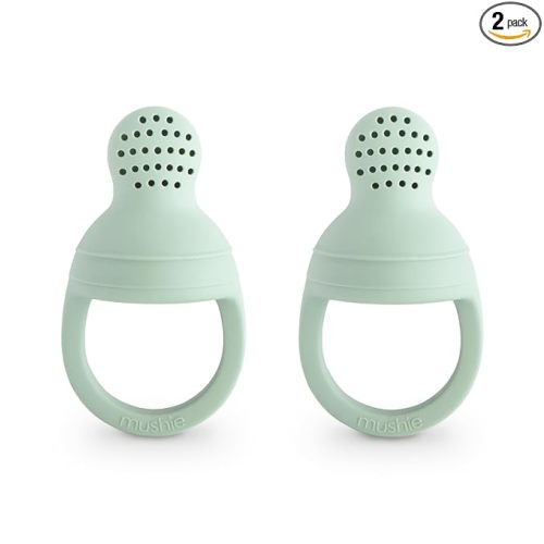 mushie Silicone Baby Fresh Fruit & Food Feeder Pacifier | 6 Months+ (Cambridge Blue)