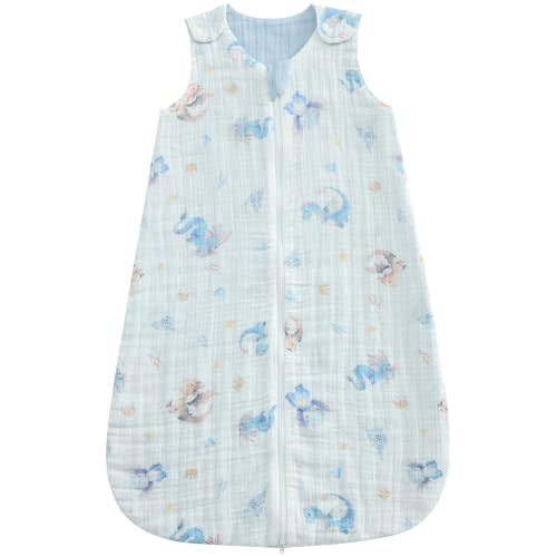 Reversible Baby Sleep Sack, Double Layer Muslin Wearable Blanket | Lightweight & Breathable for Warm Nights, 2-Way Zipper for Easy Diaper Changes, Comfortable Baby Sleep