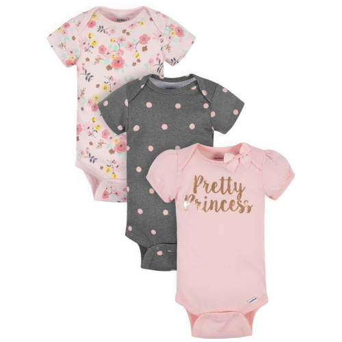 Gerber Baby Girls Organic Onesies® Brand Bodysuits, 3-Pack