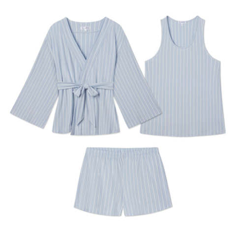 LAKE | Women | DreamModal® Pajamas | Kimono Shorts Bundle in Fog Vertical Stripe