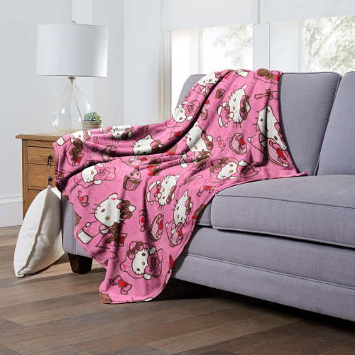 Hello Kitty Love You Much Sanrio Silk Touch Throw Blanket 50x70 Inches – Soft Plush Fleece Throw Blanket