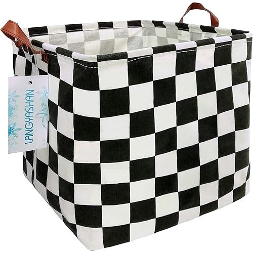 LANGYASHAN Square Storage Baskets Waterproof Canvas Children Laundry Nursery Hamper for Shelves Gift Baskets Toy Organizer Room Decor (Square Racing flag)
