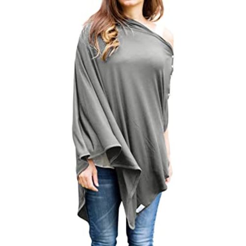 Byrd & Blume Maternity Nursing Cover Breathable Lightweight Breastfeeding Cover Wrap Shawl Scarf Poncho Full 360 (Gray, One size)