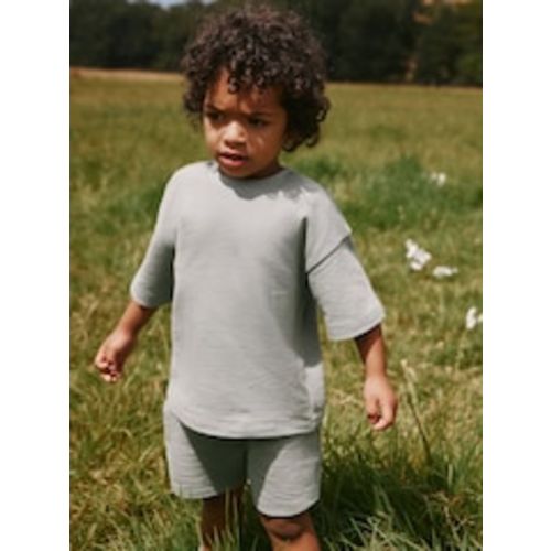 Sage Green Textured Short Sleeve T-Shirt and Shorts Set