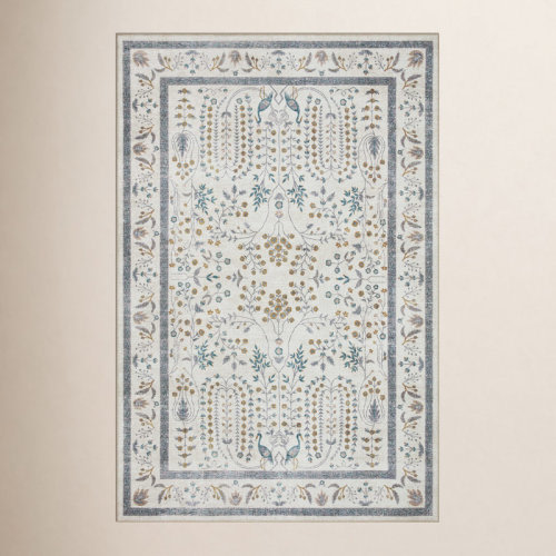5’ Round Rifle Paper Co. x Loloi Maison Wisteria Cream Rug & Reviews | Birch Lane