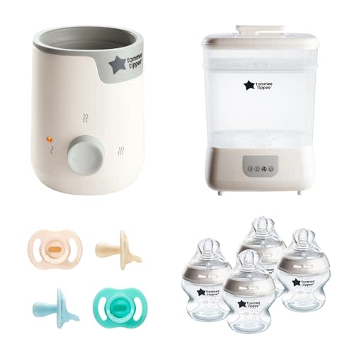 Tommee Tippee Ultimate Feeding Kit, Electric Steam Sterilizer/Dryer, Bottle Warmer, 4 Ultra-Light StayPut Pacifiers, 0-6 Months, 4 Anti-Colic 5 oz BPA Free Baby Bottles, 0+ Months, 8 Pieces