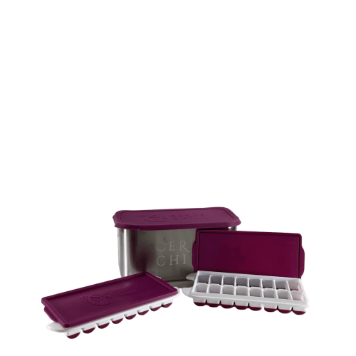 Ceres Chill The Milkstache, Luxe Plum/Stainless Steel, 64 half-ounce cubes