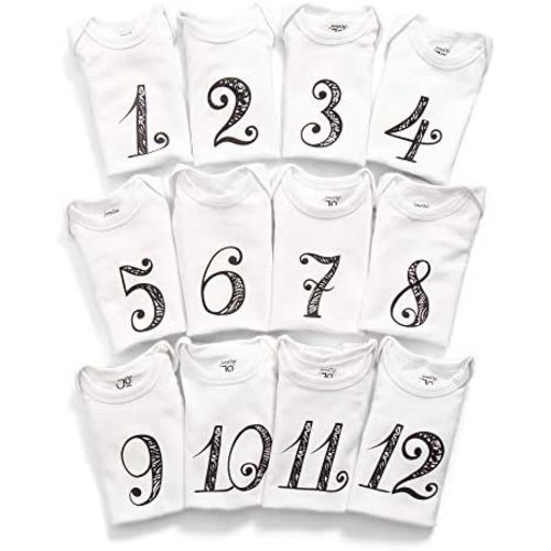 JumpOff Jo - Seize The Moment Baby Milestone Onesies, 1 Through 12 Bodysuit Set With Numbers, Newborn Essentials