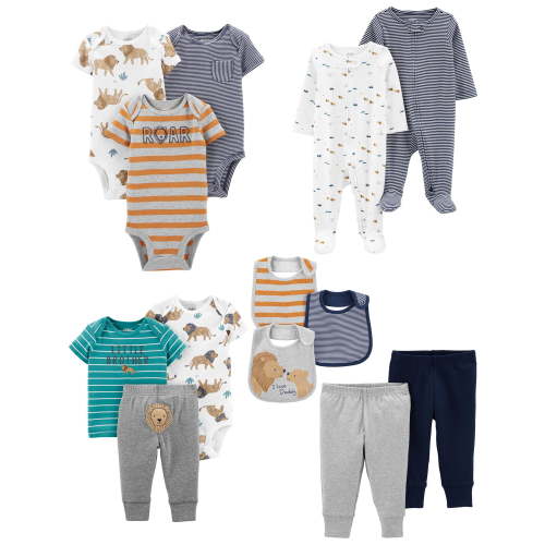 Carter's Child of Mine Baby Boy Bodysuits, Pants, Outfit Set, Sleep N' Play, & Bibs, 13-Piece, Preemie-9M