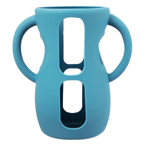 240ml Anti-Breakage Silicone Sleeve for Philips Avent Natural Glass Bottles - Protective Holder with Handle for 8oz Anti-Colic Baby Bottles - Blue