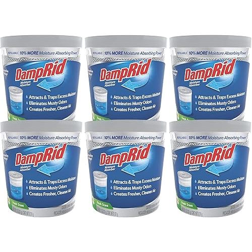 DampRid Refillable Moisture Absorber, 11 oz., 6-Pack – Fresh Scent Moisture Absorbers, 10% More Absorbing Power*, Eliminates Musty Odors for Fresher, Cleaner Air