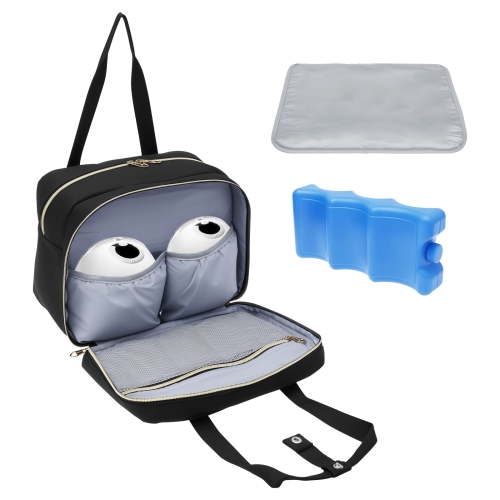 Wearable Breast Pump Bag with Cooler Compartment Portable Breastmilk Cooler Bag with Ice Pack and Waterproof Mat for Breast Pump and Accessories