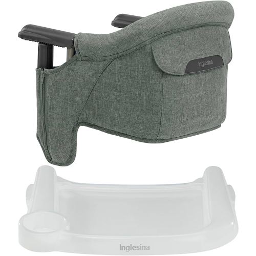 Inglesina Fast Table Chair - Pine Green Melange + Fast Dining Tray - Portable Baby High Chair - for Babies & Toddlers up to 37 lbs - Fits Tables 0.8'' to 3.5'' Thick - Compact - Travel Bag Included
