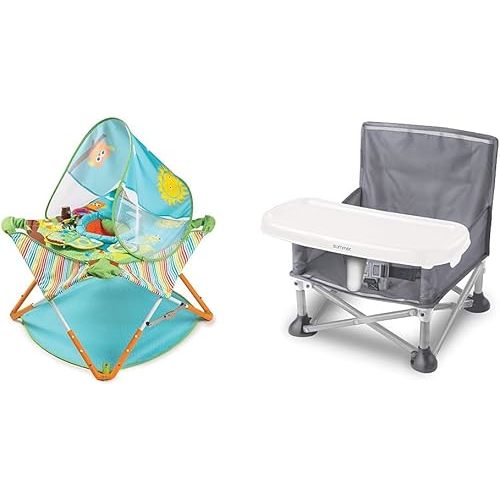 Summer-Pop 'N Jump Portable Baby Activity Center & Sit Portable Booster Chair, Gray - Booster Seat for Indoor/Outdoor Use - Fast, Easy and Compact Fold