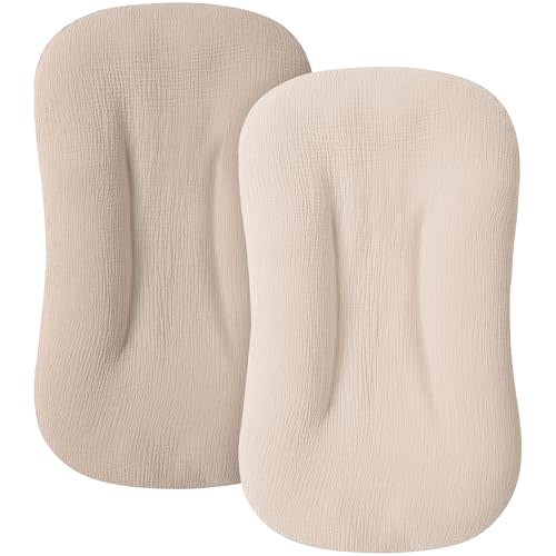 MairMore Muslin Baby Cover for Newborn, Soft and Breathable 100% Cotton Lounger Slipcover Neutral, Pack of 2(Clay)