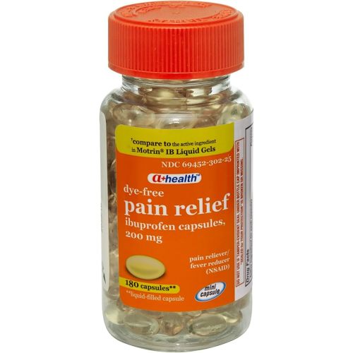 A+Health Dye-Free Ibuprofen 200 Mg Mini Softgels, Pain Reliever/Fever Reducer (NSAID), 180 Count