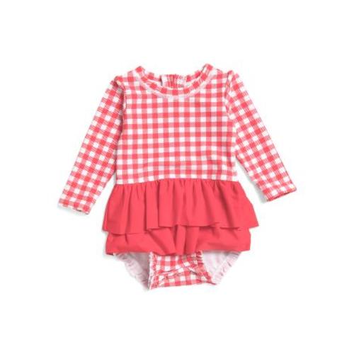 Infant Girls 1pc Vintage Gingham Skirted Rash Guard Swimsuit | Summer Celebrations | TJ Maxx