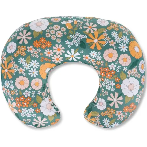 Nursing Pillow, Breastfeeding Pillow with Removable Cotton Cover, Baby Feeding Pillow for Mom Easier Breast Feeding and Bottle Feeding(Flower Green)