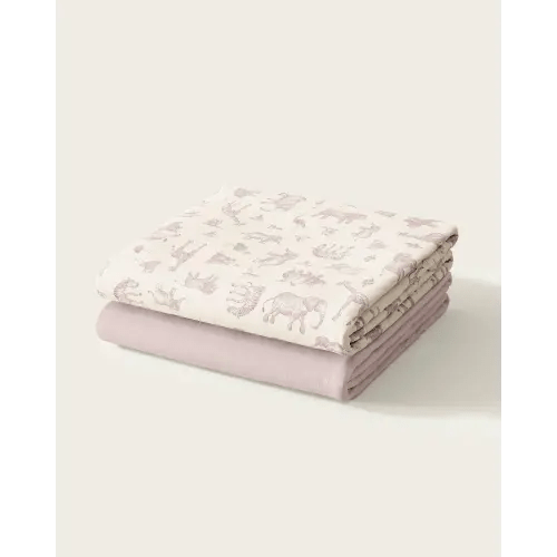 Watercolor Safari Mini Crib Sheet Set - Mauve