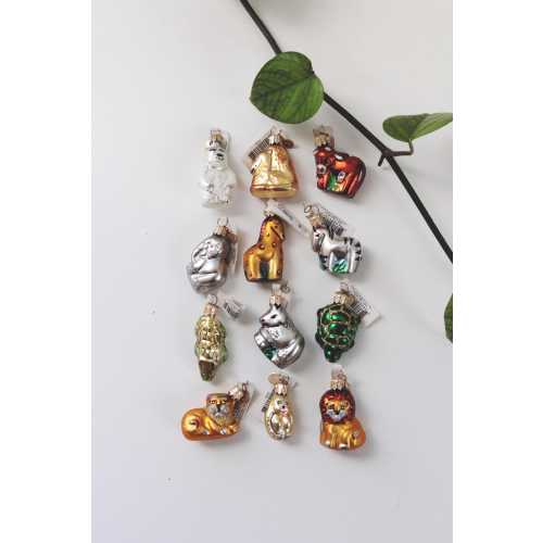 Vintage Mercury Glass Hand Painted Animal Christmas Ornaments Dept 56 Czech Republic NWT 1.5" | Sold Individually