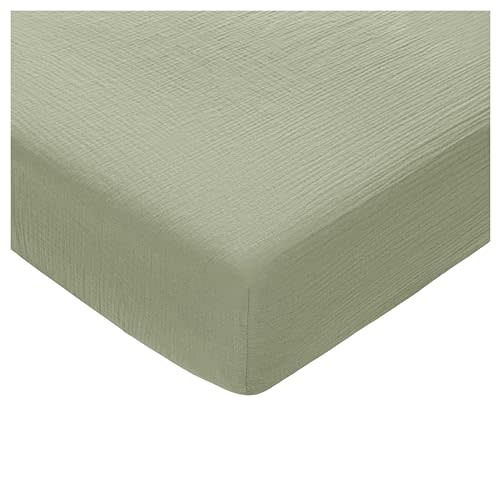 Muslin Fitted Crib Sheet, Extra Soft 100% Muslin Cotton Crib Sheets for Standard Crib and Toddler Mattresses by Comfy Cubs
