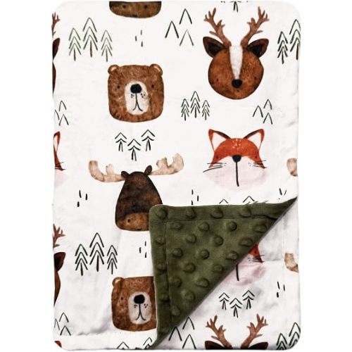 Baby Blanket for Boys Girls Double Layer Soft Plush Minky Blanket with Dotted Backing, Toddler Baby Newborn Blanket Shower Gifts (Forest, 30 * 40 inch)