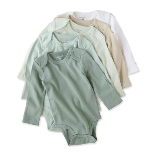 Butterblu Blake 5-Pack Long Sleeve Bodysuits 100% Organic Cotton, Unisex | GOTS certified Organic Cotton for Baby Girls, Boys, Unisex, Easy Snap On Closure, Made to Match Colors for Gifts