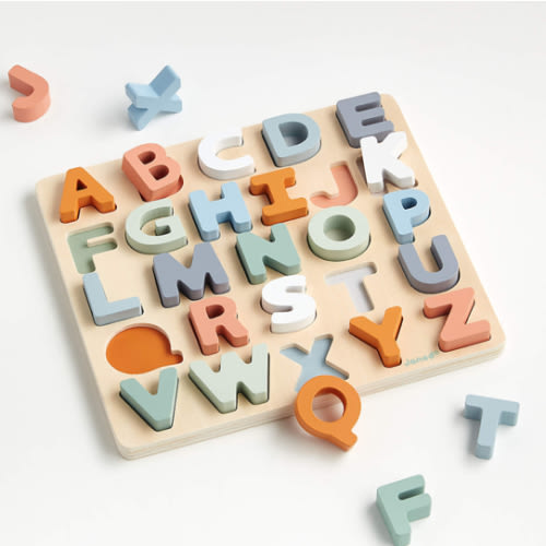 Janod Sweet Cocoon Alphabet Wooden Baby Puzzle and Chalkboard