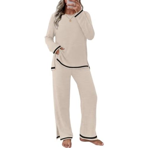 Sampeel Pajamas for Women Set Lounge Two Piece Sets Soft Pj Winter Clothing