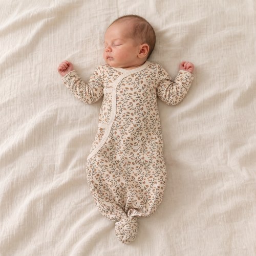 Organic Kimono Knotted Sleep Gown - Rustbloom – Makemake Organics