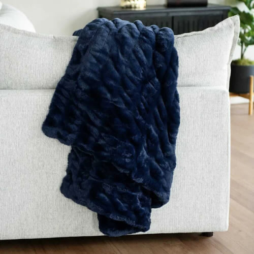 Hugs Navy Plush Blanket | Minky Couture