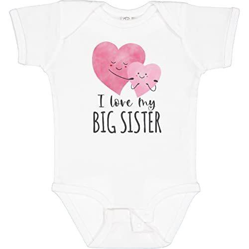 inktastic I Love My Big Sister 2 Hugging Hearts Baby Bodysuit