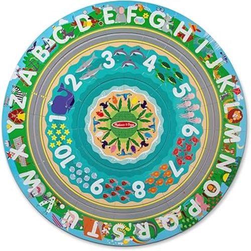 Melissa & Doug Round The Shore Tracks Cardboard Jigsaw Floor Puzzle and Wind-Up Vehicles – 48 Pieces, for Boys and Girls 4+ - FSC-Certified