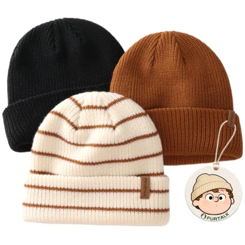 FURTALK Toddler Baby Boys Girls Beanies Kids Winter Hats Children Knit Caps | Soft Cozy Yarns, Stretchable Beanie, Multicolor, Thick & Warm, Growing hat