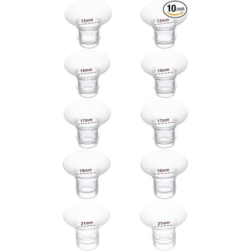10PCS Flange Inserts 13/15/17/19/21mm,Compatible with Momcozy S12 Pro/M5/S9 Pro Hands-Free Breast Pump,Use for Medela/Spectra/Elvie/TSRETE/kmaier 24mm Shields/Flanges,Reduce 24mm to Other Size