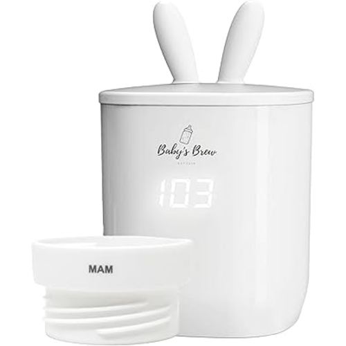 Baby's Brew Portable Bottle Warmer Pro - Milk Warmers for Breastmilk or Formula, Leak-Proof Design, Travel-Friendly, Cordless, Battery-Powered, 8-12 Hour Battery Life (Warmer + MAM Adapter)