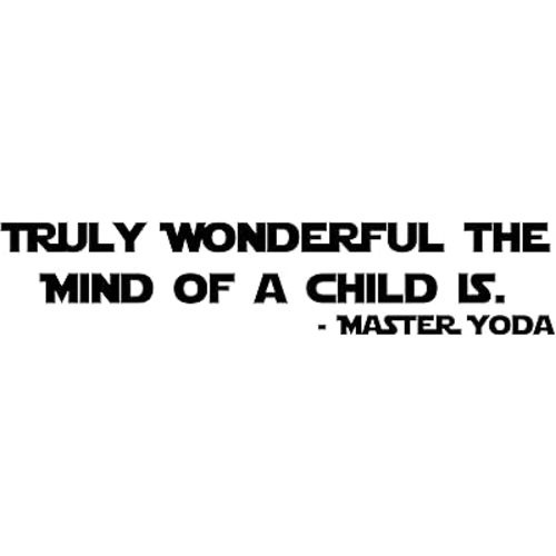 Star Wars Yoda Quote Vinyl Wall Sticker | Truly Wonderful The Mind of a Child is Vinyl Decal for Home Decor for Bedroom, Playroom, or School | Small and Large Sizes